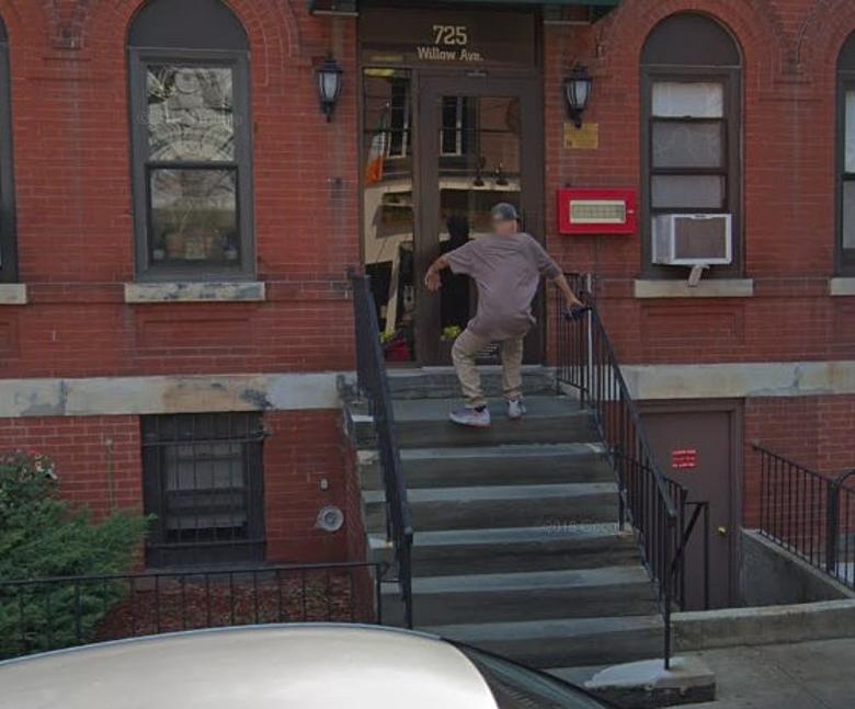 “A perfectly timed moment captured by Google Maps Street View — a man caught mid-fall. The internet can’t stop watching!”